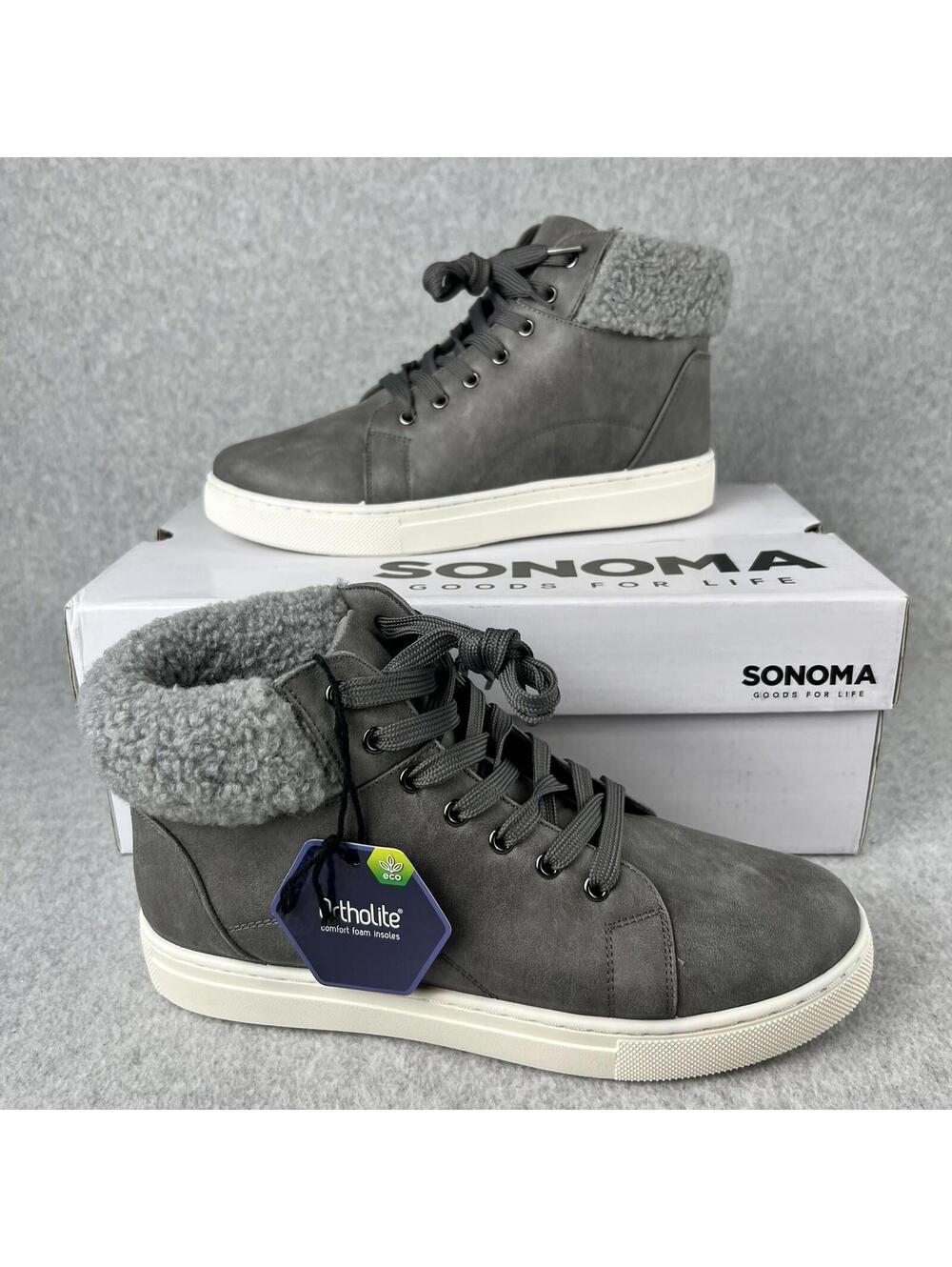 Sonoma Mid Top Sneakers Womens Size 9 Fleece Trim Mid Top Gray